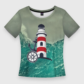 Женская футболка 3D Slim с принтом Морской в Екатеринбурге,  |  | 3d | blue | брызги | вмф | вода | военный | волны | исторический | капли | корабль | лето | море | моряк | океан | природа | фрегат | шторм