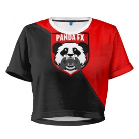 Женская футболка 3D укороченная с принтом PandafxTM в Екатеринбурге, 100% полиэстер | круглая горловина, длина футболки до линии талии, рукава с отворотами | 7f united | fifa | pandafx | панда