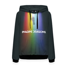 Женская толстовка 3D с принтом Imagine Dragons в Екатеринбурге, 100% полиэстер  | двухслойный капюшон со шнурком для регулировки, мягкие манжеты на рукавах и по низу толстовки, спереди карман-кенгуру с мягким внутренним слоем. | demons | evolve | mirrors | radioactive | драконы | космос | музыка | нло | ночь | поп | радуга | рок | свет