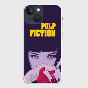 Чехол для iPhone 13 mini с принтом Бульварное чтиво в Екатеринбурге,  |  | pulp fiction | адреналин | криминальное чтиво | миа уоллес | мия | сердце | укол