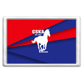 Магнит 45*70 с принтом CSKA est. 1911 в Екатеринбурге, Пластик | Размер: 78*52 мм; Размер печати: 70*45 | армейцы | болельщик | кони | красно синие | фанат | футбол | футболист | цска