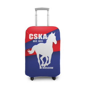 Чехол для чемодана 3D с принтом CSKA est. 1911 в Екатеринбурге, 86% полиэфир, 14% спандекс | двустороннее нанесение принта, прорези для ручек и колес | Тематика изображения на принте: армейцы | болельщик | кони | красно синие | фанат | футбол | футболист | цска