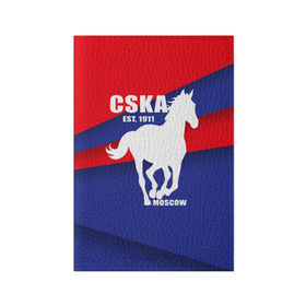 Обложка для паспорта матовая кожа с принтом CSKA est. 1911 в Екатеринбурге, натуральная матовая кожа | размер 19,3 х 13,7 см; прозрачные пластиковые крепления | армейцы | болельщик | кони | красно синие | фанат | футбол | футболист | цска