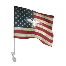 Флаг для автомобиля с принтом Флаг США с белым орлом в Екатеринбурге, 100% полиэстер | Размер: 30*21 см | usa | америка | американец | америки | звездно полосатый | необычный | нью йорк | орел | соединенные | сша | флаг | штаты | янки
