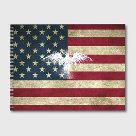Альбом для рисования с принтом Флаг США с белым орлом в Екатеринбурге, 100% бумага
 | матовая бумага, плотность 200 мг. | Тематика изображения на принте: usa | америка | американец | америки | звездно полосатый | необычный | нью йорк | орел | соединенные | сша | флаг | штаты | янки
