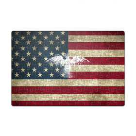 Пазл магнитный 126 элементов с принтом Флаг США с белым орлом в Екатеринбурге, полимерный материал с магнитным слоем | 126 деталей, размер изделия —  180*270 мм | usa | америка | американец | америки | звездно полосатый | необычный | нью йорк | орел | соединенные | сша | флаг | штаты | янки