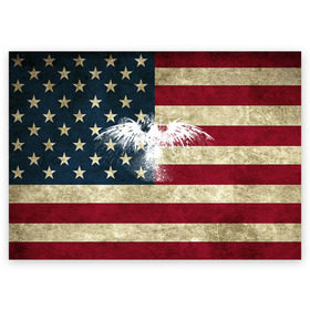 Поздравительная открытка с принтом Флаг США с белым орлом в Екатеринбурге, 100% бумага | плотность бумаги 280 г/м2, матовая, на обратной стороне линовка и место для марки
 | usa | америка | американец | америки | звездно полосатый | необычный | нью йорк | орел | соединенные | сша | флаг | штаты | янки