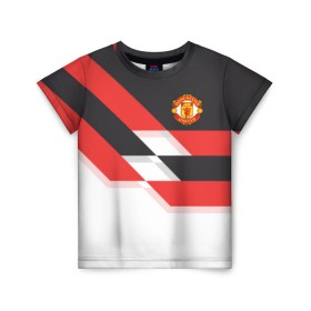 Детская футболка 3D с принтом Manchester United - Stripe в Екатеринбурге, 100% гипоаллергенный полиэфир | прямой крой, круглый вырез горловины, длина до линии бедер, чуть спущенное плечо, ткань немного тянется | manchester united | stripe | манчестер юнайтед | футбол