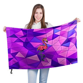 Флаг 3D с принтом Фламинго в Екатеринбурге, 100% полиэстер | плотность ткани — 95 г/м2, размер — 67 х 109 см. Принт наносится с одной стороны | bird | flyer | fowl | poultry | seabird | triangle | абстракция | животные | птицы | текстуры | тренд | треугольники | фламинго