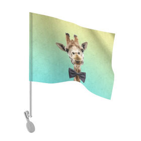 Флаг для автомобиля с принтом Жираф и бабочка в Екатеринбурге, 100% полиэстер | Размер: 30*21 см | жираф