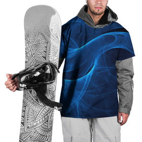 Накидка на куртку 3D с принтом Дым в Екатеринбурге, 100% полиэстер |  | волна | лазер | луч | пламя | синий