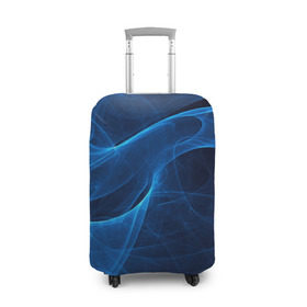 Чехол для чемодана 3D с принтом Дым в Екатеринбурге, 86% полиэфир, 14% спандекс | двустороннее нанесение принта, прорези для ручек и колес | волна | лазер | луч | пламя | синий