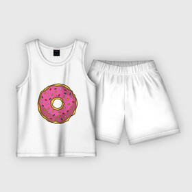 Детская пижама с шортами хлопок с принтом Пончик в Екатеринбурге,  |  | bart | homer | simpsons | барт | гомер | еда | мульт | мультфильм | пончик | симпсоны | спрингфилд