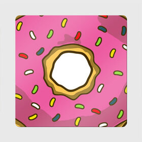 Магнит виниловый Квадрат с принтом Пончик в Екатеринбурге, полимерный материал с магнитным слоем | размер 9*9 см, закругленные углы | bart | homer | simpsons | барт | гомер | еда | мульт | мультфильм | пончик | симпсоны | спрингфилд
