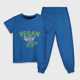 Детская пижама хлопок с принтом Vegan for Life в Екатеринбурге, 100% хлопок |  брюки и футболка прямого кроя, без карманов, на брюках мягкая резинка на поясе и по низу штанин
 | green | vegan | yoga | веган | вегетарианец | вегетарианство | витамины | здоровье | зеленый | зож | йога | овощи | фрукты