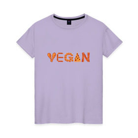 Женская футболка хлопок с принтом Vegan в Екатеринбурге, 100% хлопок | прямой крой, круглый вырез горловины, длина до линии бедер, слегка спущенное плечо | green | vegan | yoga | бекон | веган | вегетарианец | вегетарианство | витамины | здоровье | зеленый | зож | йога | овощи | фрукты