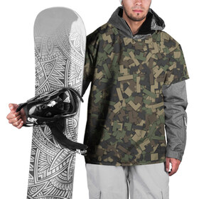 Накидка на куртку 3D с принтом Камуфляж - тетрис в Екатеринбурге, 100% полиэстер |  | Тематика изображения на принте: pixel | tetris | геометрия | игра | милитраи | паттерн | ретро | фигуры | хаки