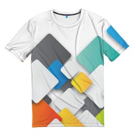 Мужская футболка 3D с принтом Цветные квадраты в Екатеринбурге, 100% полиэфир | прямой крой, круглый вырез горловины, длина до линии бедер | squares | квадраты | прямоугольники | текстуры