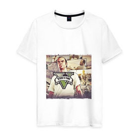Мужская футболка хлопок с принтом Тревор ГТА 5 в Екатеринбурге, 100% хлопок | прямой крой, круглый вырез горловины, длина до линии бедер, слегка спущенное плечо. | gta5 | gtav | philips | trevor | гта 5 | гтаv | тревор филипс
