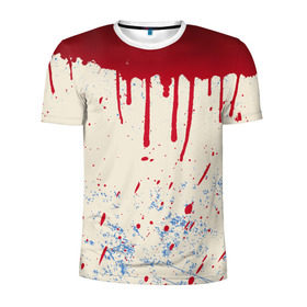 Мужская футболка 3D спортивная с принтом Кровь в Екатеринбурге, 100% полиэстер с улучшенными характеристиками | приталенный силуэт, круглая горловина, широкие плечи, сужается к линии бедра | Тематика изображения на принте: 3d | арт | краска | кровь | прикольные | цветные