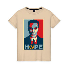 Женская футболка хлопок с принтом G-Man Hope в Екатеринбурге, 100% хлопок | прямой крой, круглый вырез горловины, длина до линии бедер, слегка спущенное плечо | g man | gman | half life | halflife | hl | г мэн | лайф | халва | халф | халфлайф
