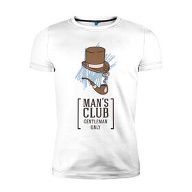 Мужская футболка премиум с принтом Gentleman only в Екатеринбурге, 92% хлопок, 8% лайкра | приталенный силуэт, круглый вырез ворота, длина до линии бедра, короткий рукав | 