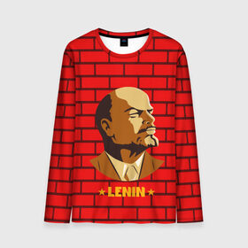 Мужской лонгслив 3D с принтом Ленин в Екатеринбурге, 100% полиэстер | длинные рукава, круглый вырез горловины, полуприлегающий силуэт | 