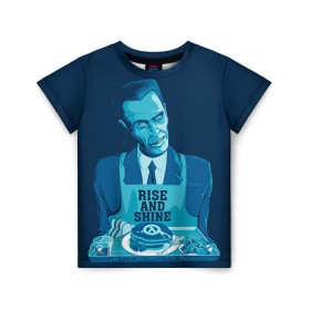 Детская футболка 3D с принтом G-Man в Екатеринбурге, 100% гипоаллергенный полиэфир | прямой крой, круглый вырез горловины, длина до линии бедер, чуть спущенное плечо, ткань немного тянется | g man | half life | hl2