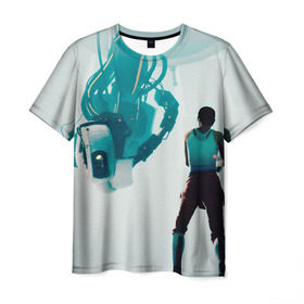 Мужская футболка 3D с принтом Portal в Екатеринбурге, 100% полиэфир | прямой крой, круглый вырез горловины, длина до линии бедер | glados | portal | гладос | портал