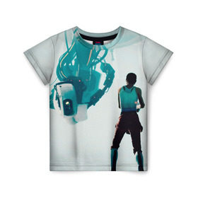 Детская футболка 3D с принтом Portal в Екатеринбурге, 100% гипоаллергенный полиэфир | прямой крой, круглый вырез горловины, длина до линии бедер, чуть спущенное плечо, ткань немного тянется | glados | portal | гладос | портал