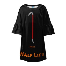Детское платье 3D с принтом Half-Life в Екатеринбурге, 100% полиэстер | прямой силуэт, чуть расширенный к низу. Круглая горловина, на рукавах — воланы | Тематика изображения на принте: freeman | gordon | half | halflife | hl | life | гордон | лайф | фримен | халва | халф | халфлайф | халява