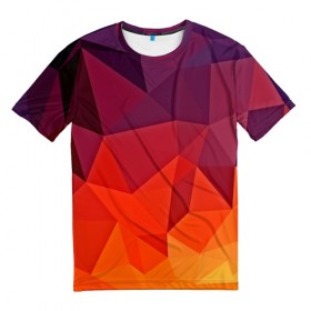Мужская футболка 3D с принтом Geometric в Екатеринбурге, 100% полиэфир | прямой крой, круглый вырез горловины, длина до линии бедер | abstract | abstraction | color | geometry | mirror | polygon | абстракция | геометрия | грани | линии | полигоны | сочетания | треугольники