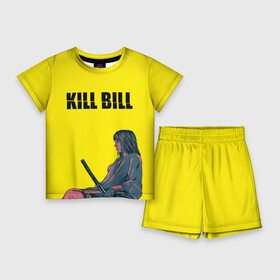 Детский костюм с шортами 3D с принтом Убить Билла в Екатеринбурге,  |  | kill bill | катана | квентин | меч | невеста | тарантино | ума турман