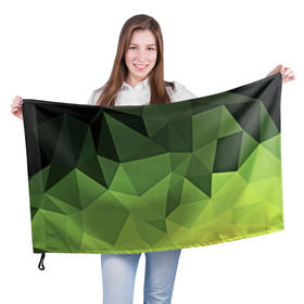 Флаг 3D с принтом Хаки геометрия в Екатеринбурге, 100% полиэстер | плотность ткани — 95 г/м2, размер — 67 х 109 см. Принт наносится с одной стороны | зеленый | полигоны