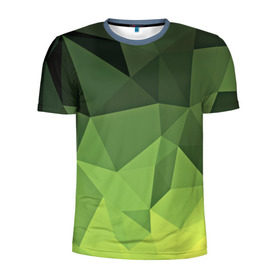 Мужская футболка 3D спортивная с принтом Хаки геометрия в Екатеринбурге, 100% полиэстер с улучшенными характеристиками | приталенный силуэт, круглая горловина, широкие плечи, сужается к линии бедра | Тематика изображения на принте: зеленый | полигоны