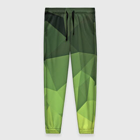 Женские брюки 3D с принтом Хаки геометрия в Екатеринбурге, полиэстер 100% | прямой крой, два кармана без застежек по бокам, с мягкой трикотажной резинкой на поясе и по низу штанин. В поясе для дополнительного комфорта — широкие завязки | зеленый | полигоны