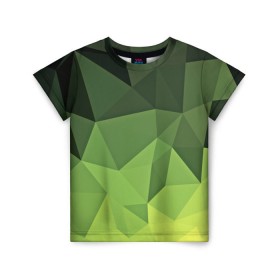 Детская футболка 3D с принтом Хаки геометрия в Екатеринбурге, 100% гипоаллергенный полиэфир | прямой крой, круглый вырез горловины, длина до линии бедер, чуть спущенное плечо, ткань немного тянется | зеленый | полигоны