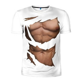 Мужская футболка 3D спортивная с принтом Идеальный рельеф в Екатеринбурге, 100% полиэстер с улучшенными характеристиками | приталенный силуэт, круглая горловина, широкие плечи, сужается к линии бедра | бодибилдинг | идеальное | креатив | мышцы | накаченный | пресс | рваная | рельеф | спорт | тело