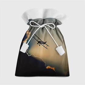 Подарочный 3D мешок с принтом Покоритель небес в Екатеринбурге, 100% полиэстер | Размер: 29*39 см | закат | кукурузник | небо | облака | самолёт | силуэт