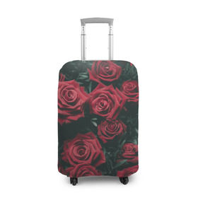 Чехол для чемодана 3D с принтом Бархатные розы в Екатеринбурге, 86% полиэфир, 14% спандекс | двустороннее нанесение принта, прорези для ручек и колес | бархат | бутоны | роза | розы | цветы