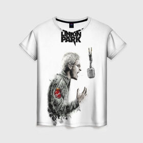 Женская футболка 3D с принтом Linkin Park в Екатеринбурге, 100% полиэфир ( синтетическое хлопкоподобное полотно) | прямой крой, круглый вырез горловины, длина до линии бедер | chester | rip | альтернатива | линкин парк | рок | солист | умер честер беннингтон