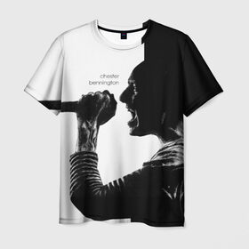 Мужская футболка 3D с принтом Chester Bennington в Екатеринбурге, 100% полиэфир | прямой крой, круглый вырез горловины, длина до линии бедер | Тематика изображения на принте: chester bennington | рок