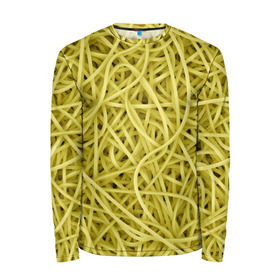 Мужской лонгслив 3D с принтом Макароны в Екатеринбурге, 100% полиэстер | длинные рукава, круглый вырез горловины, полуприлегающий силуэт | веган | вемишель | диета | еда | лапша | паста | паттрен | спагетти | текстура