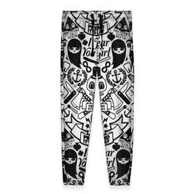 Женские брюки 3D с принтом Tokyo Tattoo Sticker Bomb в Екатеринбурге, полиэстер 100% | прямой крой, два кармана без застежек по бокам, с мягкой трикотажной резинкой на поясе и по низу штанин. В поясе для дополнительного комфорта — широкие завязки | Тематика изображения на принте: casual | design | pattern | ray ban | skull | street | texture | urban | дизайн | индеец | мода | очки | повтор | принт | стикербомб | стикеры | тату | текстура | узор | улица | хулиган | череп | шляпа