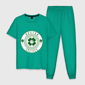 Мужская пижама хлопок с принтом Boston Celtics в Екатеринбурге, 100% хлопок | брюки и футболка прямого кроя, без карманов, на брюках мягкая резинка на поясе и по низу штанин
 | basketball | boston | celtics | nba | баскетбол | бостон | келтикс | нба | селтикс | спорт