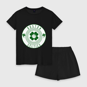 Женская пижама с шортиками хлопок с принтом Boston Celtics в Екатеринбурге, 100% хлопок | футболка прямого кроя, шорты свободные с широкой мягкой резинкой | basketball | boston | celtics | nba | баскетбол | бостон | келтикс | нба | селтикс | спорт