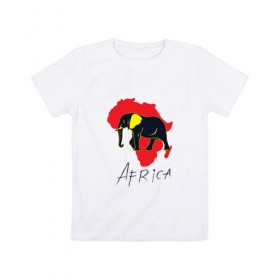 Детская футболка хлопок с принтом Африка в Екатеринбурге, 100% хлопок | круглый вырез горловины, полуприлегающий силуэт, длина до линии бедер | Тематика изображения на принте: 