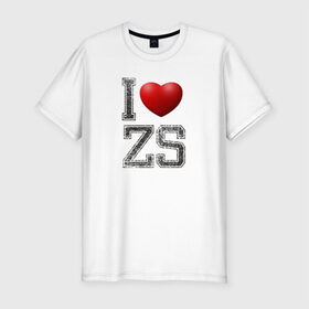 Мужская футболка премиум с принтом I love ZS в Екатеринбурге, 92% хлопок, 8% лайкра | приталенный силуэт, круглый вырез ворота, длина до линии бедра, короткий рукав | Тематика изображения на принте: zack snyder | зак снайдер | я люблю зс