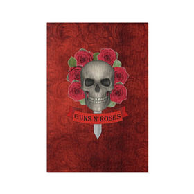 Обложка для паспорта матовая кожа с принтом Gans N Roses в Екатеринбурге, натуральная матовая кожа | размер 19,3 х 13,7 см; прозрачные пластиковые крепления | gans n roses | группа | исполнители | меч | музыка | песни | розы | рок группа | череп