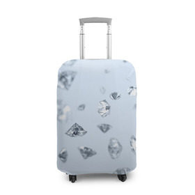 Чехол для чемодана 3D с принтом Flying diamonds в Екатеринбурге, 86% полиэфир, 14% спандекс | двустороннее нанесение принта, прорези для ручек и колес | beautiful | blue | brilliant | diamond | diamonds | mineral | minerals | purple | stone | stones | white | белый | богатство | бриллиант | бриллианты | камень | камни | красивое | красота | минерал | минералы
